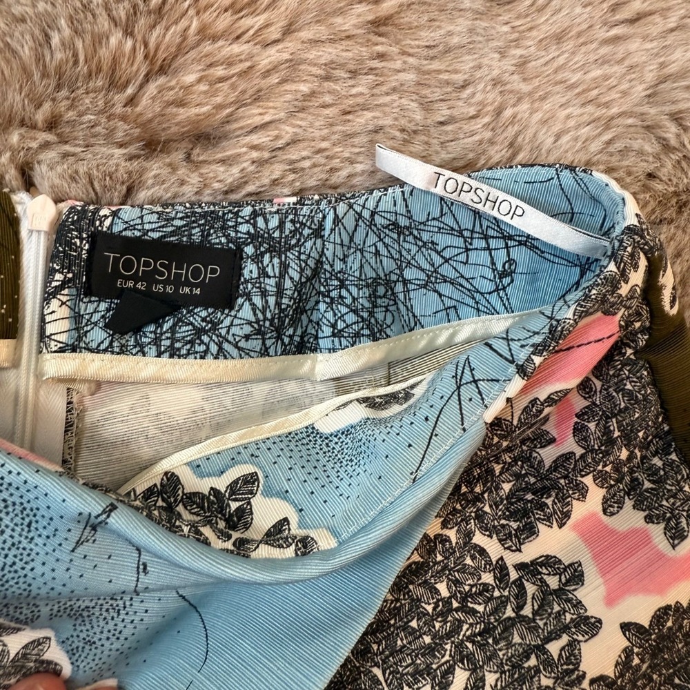Topshop Skort Floral Print Blue Green Pink Women's Size 10 - Picture 6 of 7
